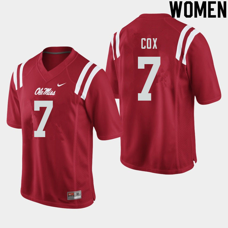 LeDarrius Cox Ole Miss Rebels NCAA Women's Red #7 Stitched Limited College Football Jersey UKQ4658YG